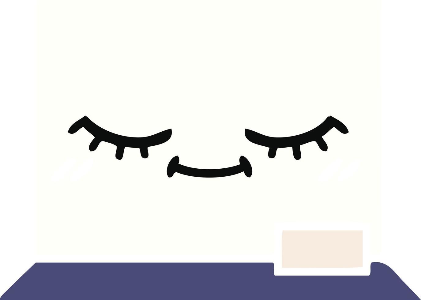 flat color retro cartoon white board vector