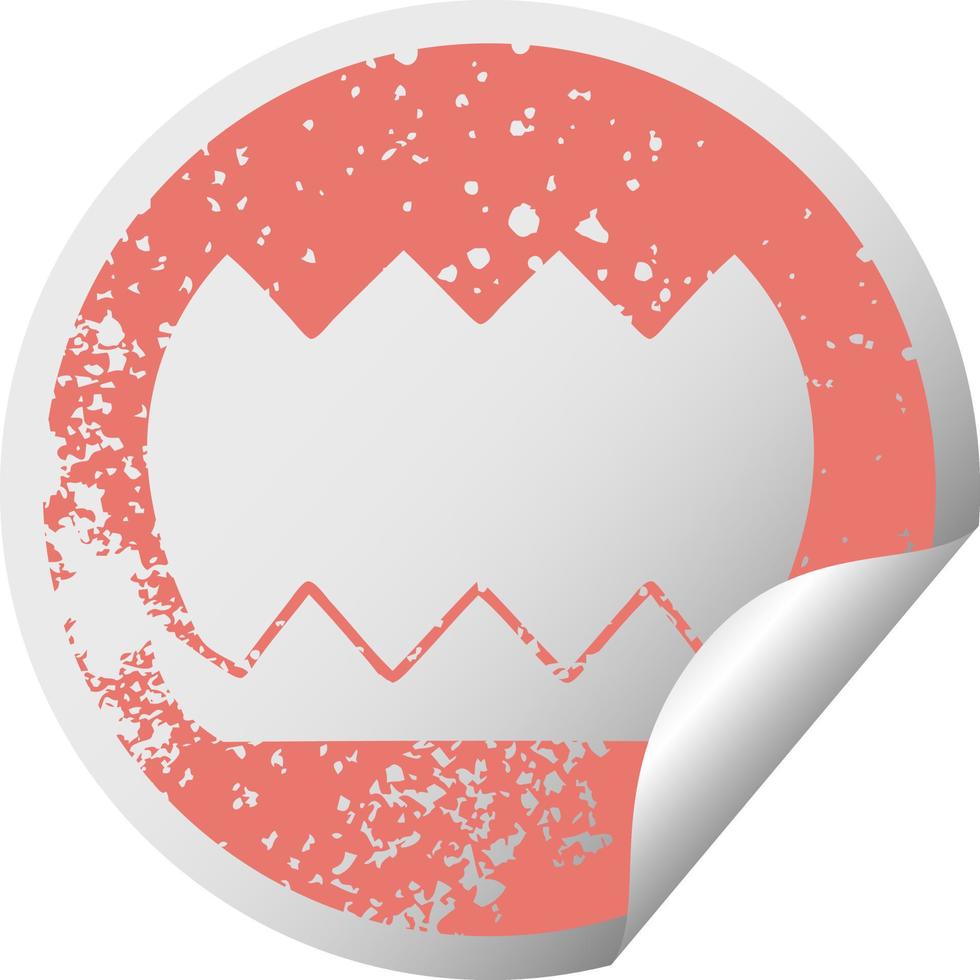 distressed circular peeling sticker symbol flower vector