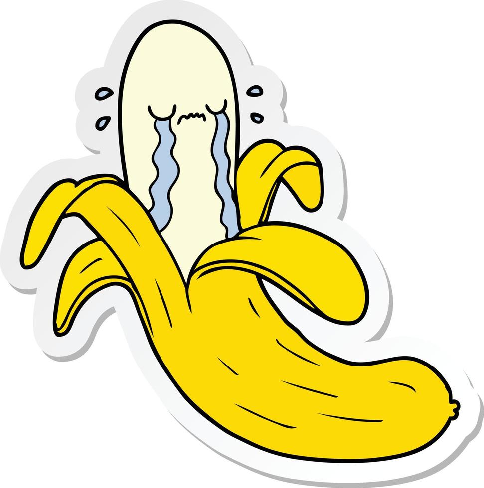 sticker of a cartoon crying banana vector