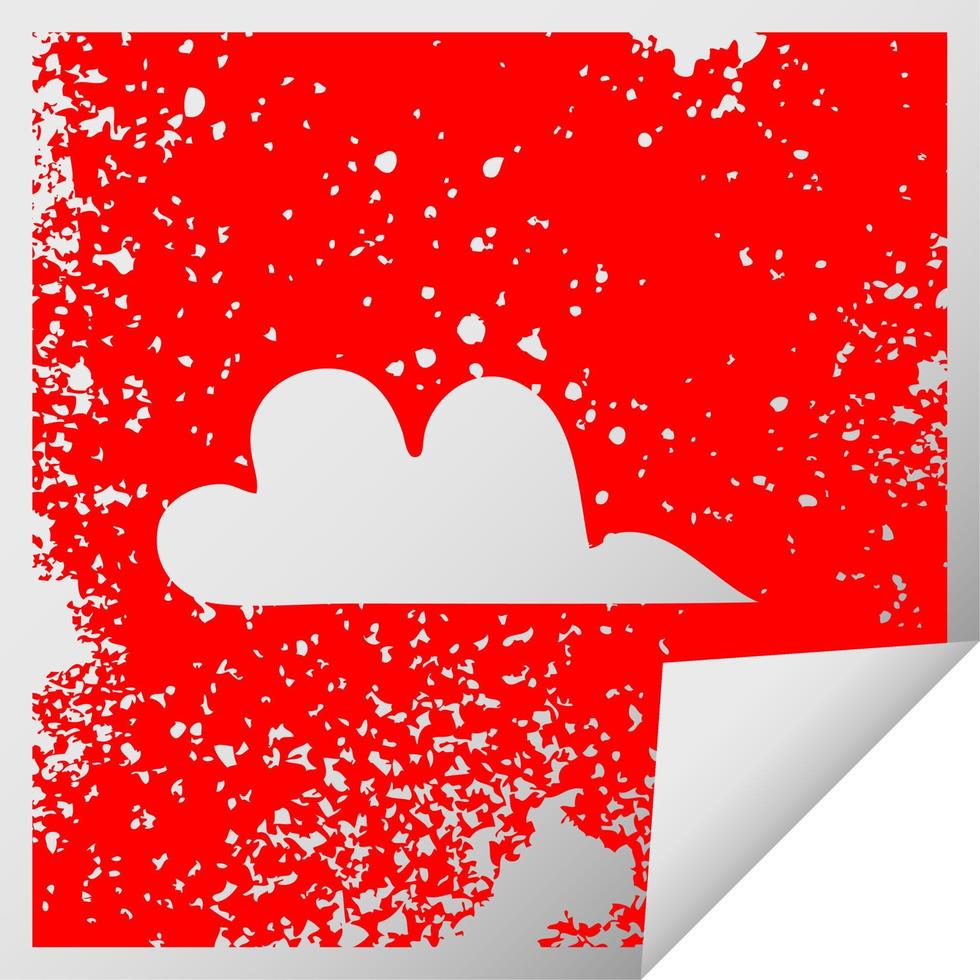 distressed square peeling sticker symbol cloud vector