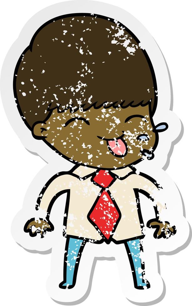 distressed sticker of a cartoon rude man vector
