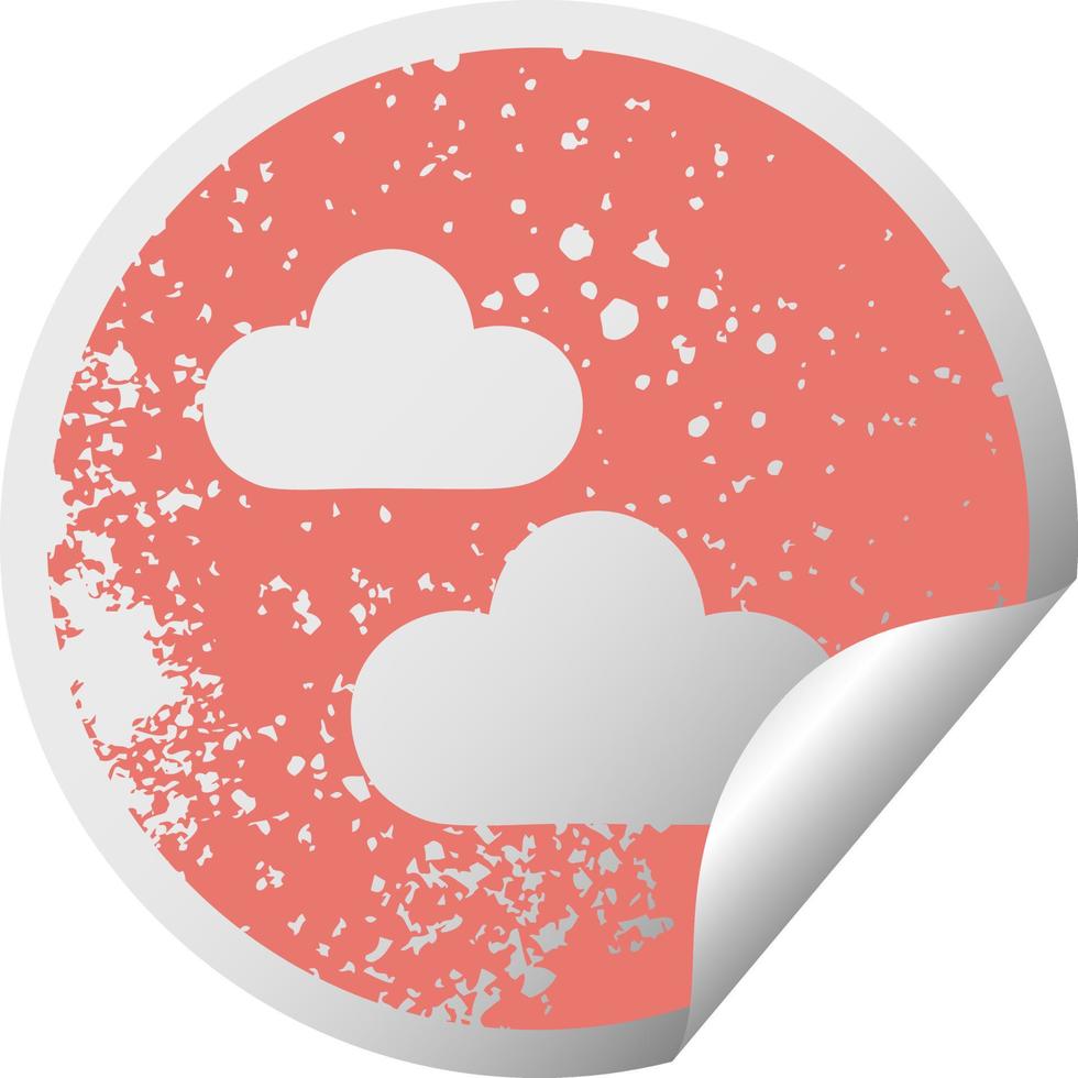 distressed circular peeling sticker symbol snow cloud vector