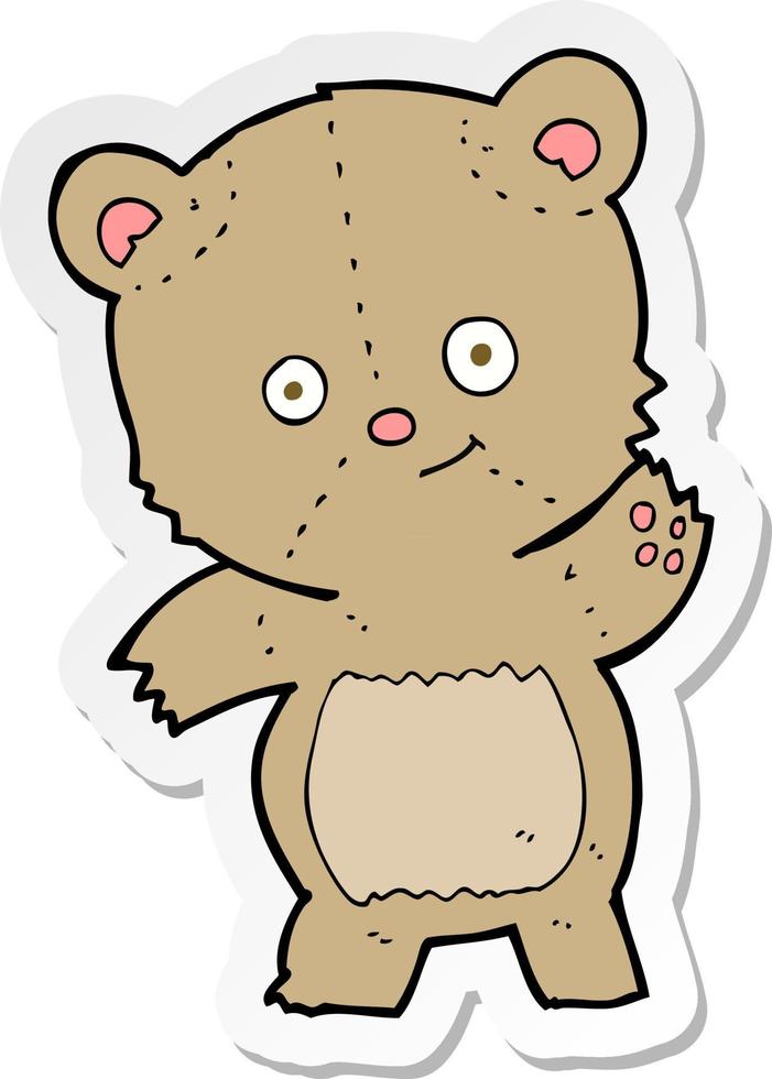 sticker of a cartoon teddy bear vector