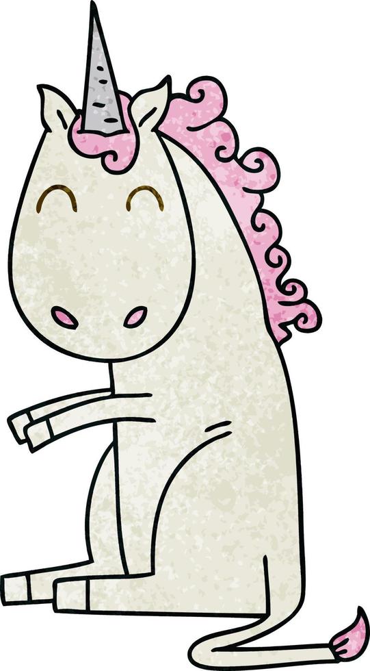quirky hand drawn cartoon unicorn vector