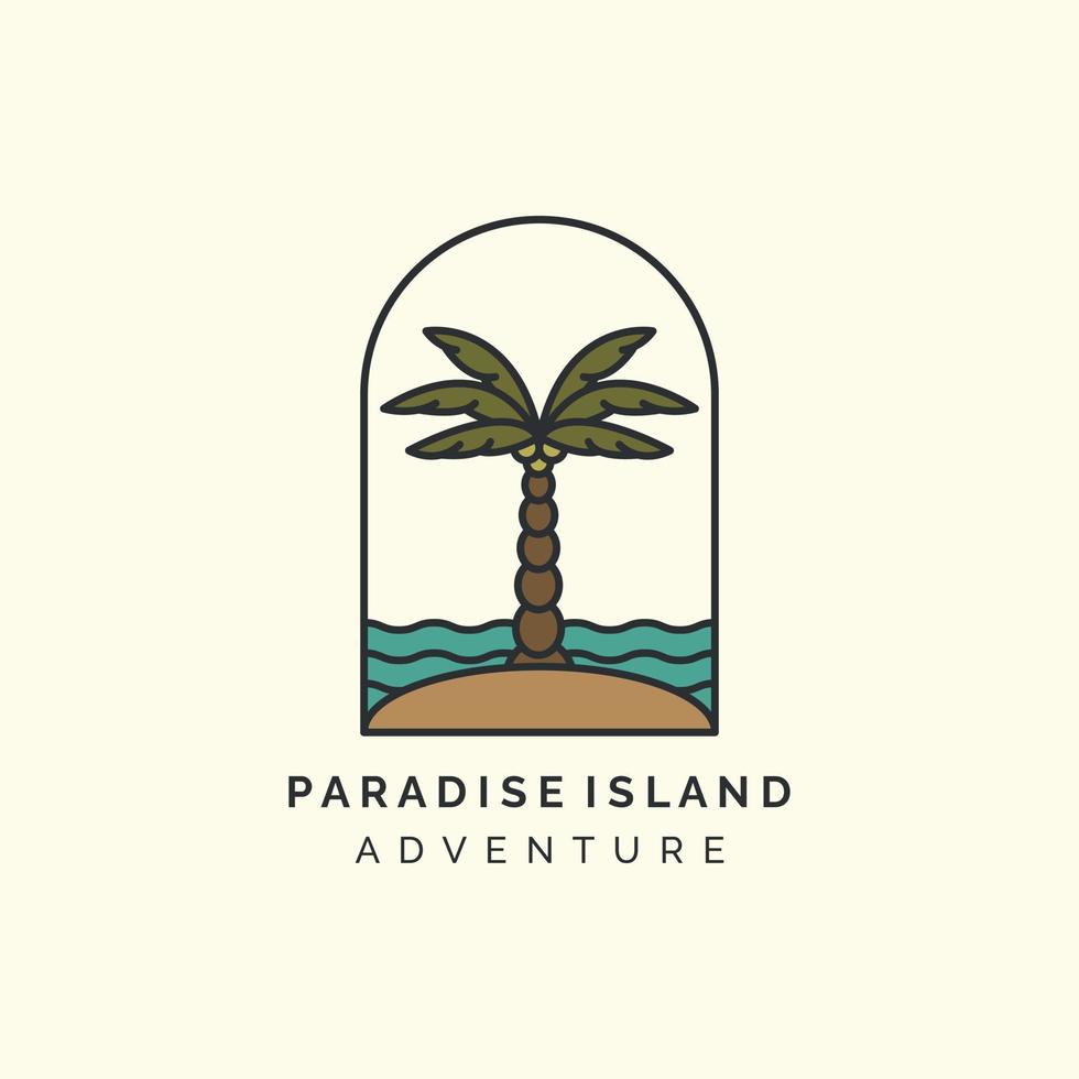 paraíso con diseño minimalista de plantilla de icono de logotipo de estilo vintage y emblema. palmera, cocotero, palmera datilera, ilustración vectorial vector