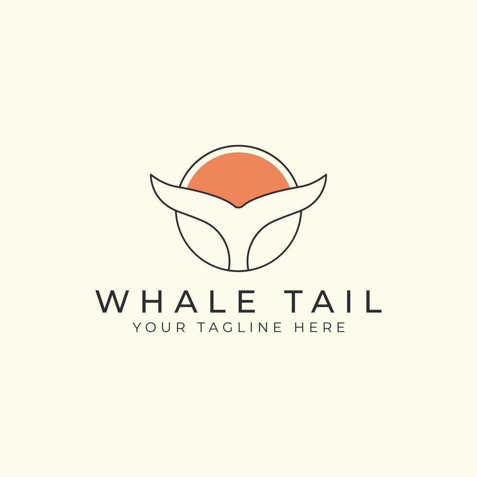whale tail with linear and emblem  minimalist style logo vector icon illustration template design
