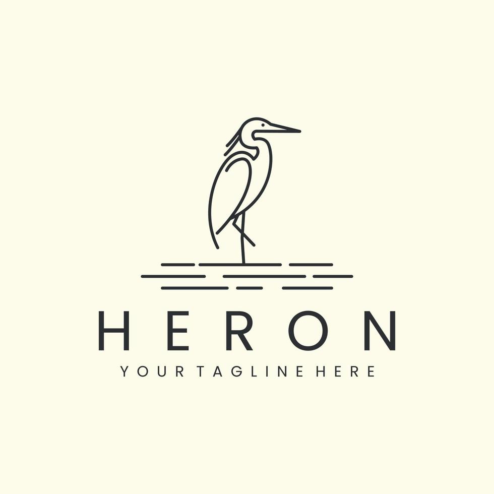 heron bird with minimalist linear style logo vector icon  design. pelican, flamingo, template illustration