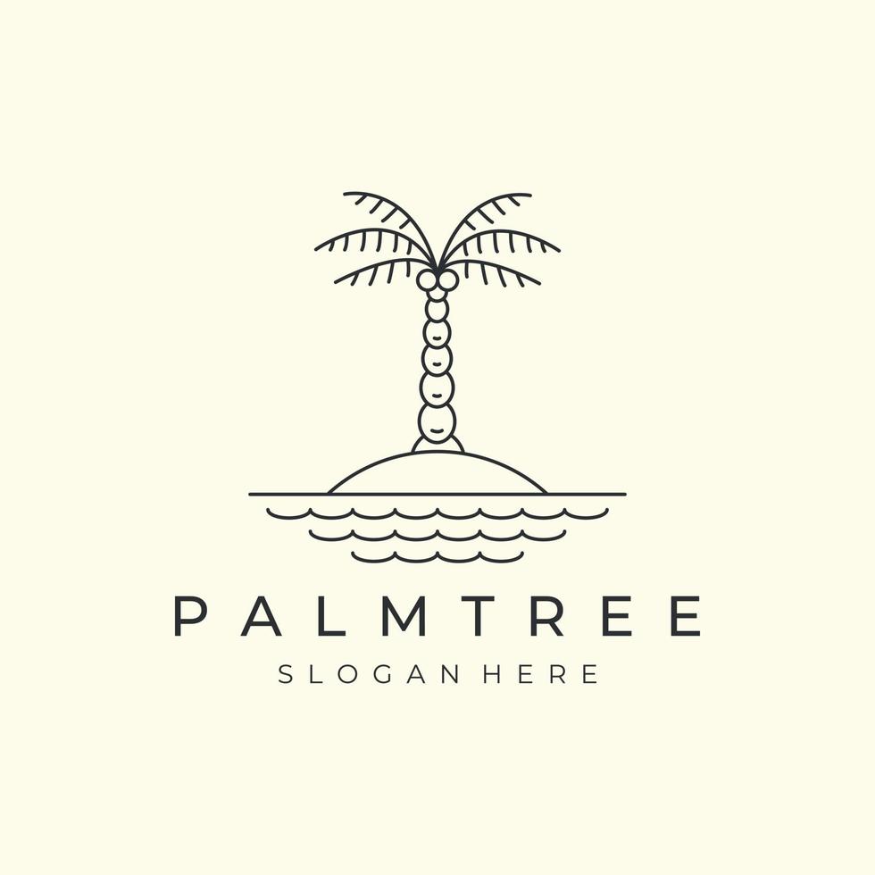 palmera natural con diseño de plantilla de icono de logotipo de estilo lineal minimalista. árbol de coco, palmera datilera, ilustración vectorial vector