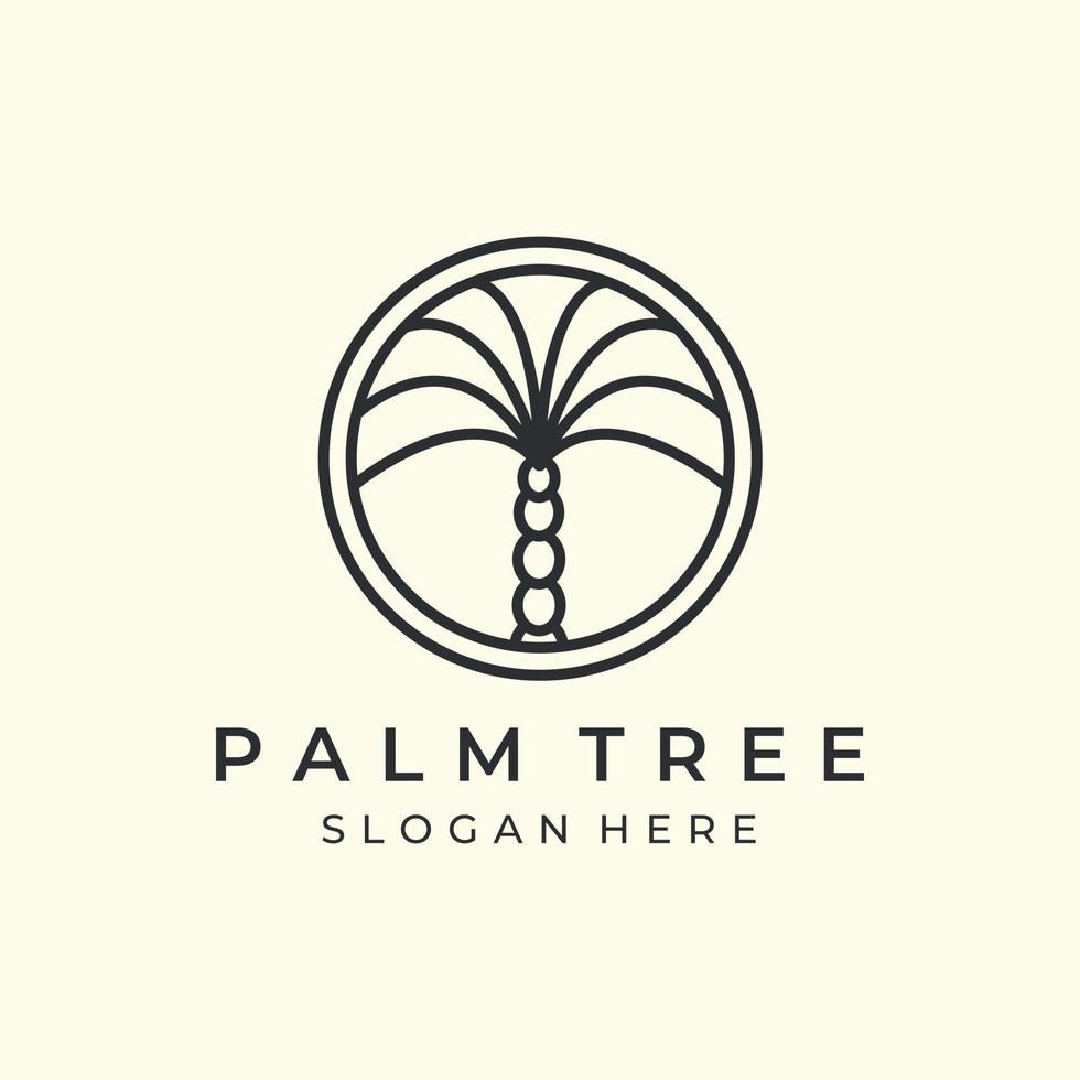 palmera con diseño de plantilla de icono de logotipo minimalista lineal y estilo emblema. sol, cocotero, palmera datilera, ilustración vectorial vector