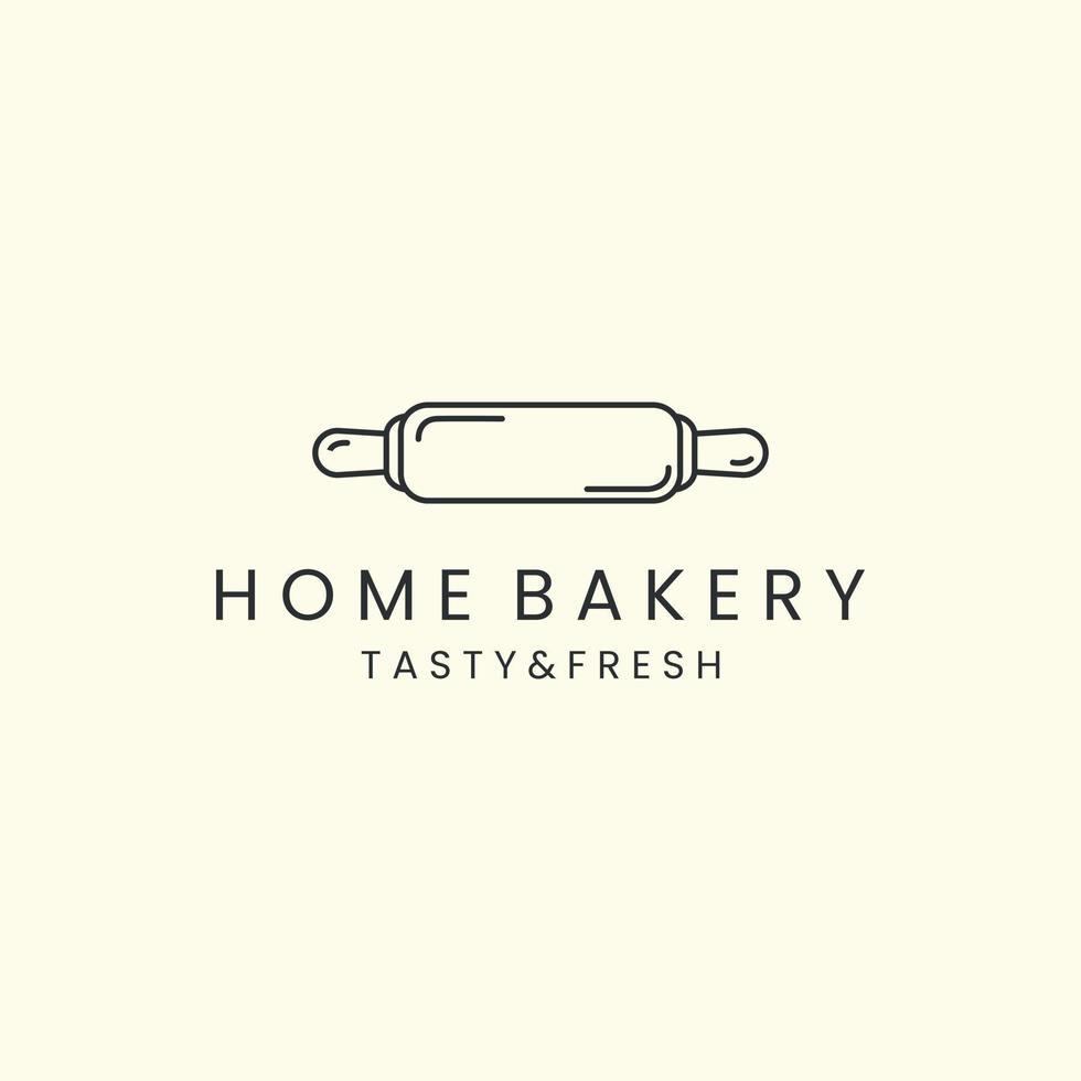 rolling pin dough with linear style logo icon template design. restaurant, bakery vector illustration