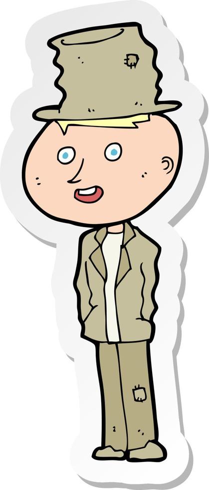 sticker of a cartoon funny hobo man vector
