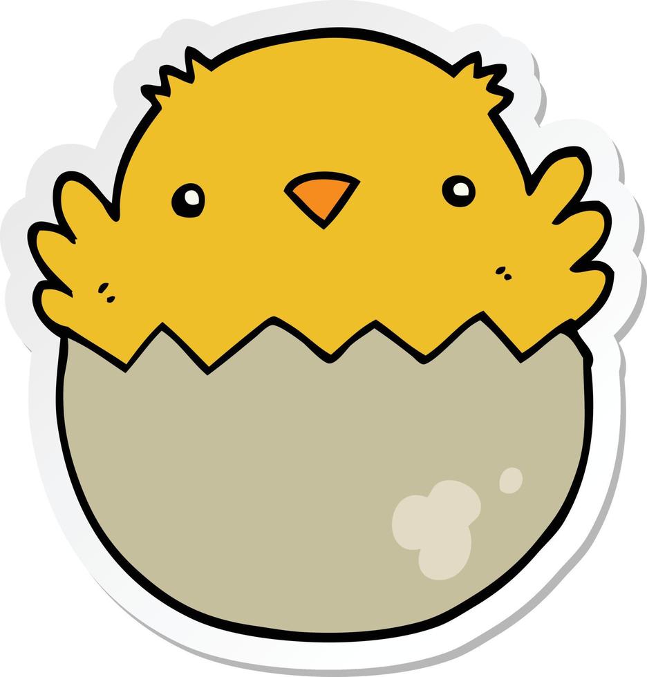 sticker of a cartoon chick hatching from egg vector