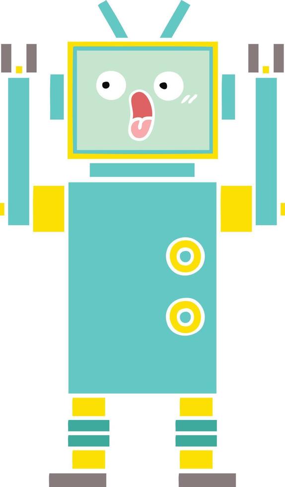 flat color retro cartoon robot vector