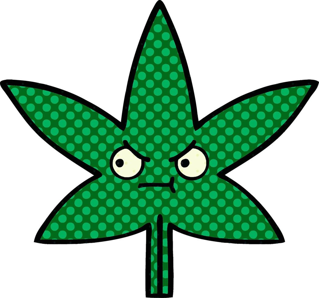 comic book style cartoon marijuana leaf vector