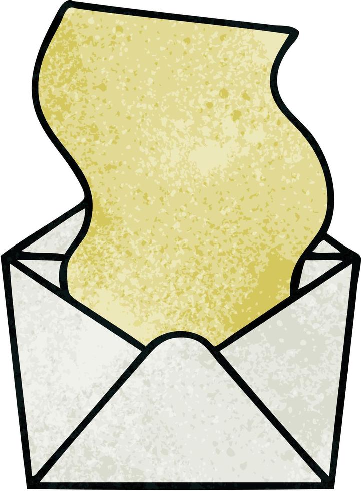 quirky hand drawn cartoon dollar in envelope vector