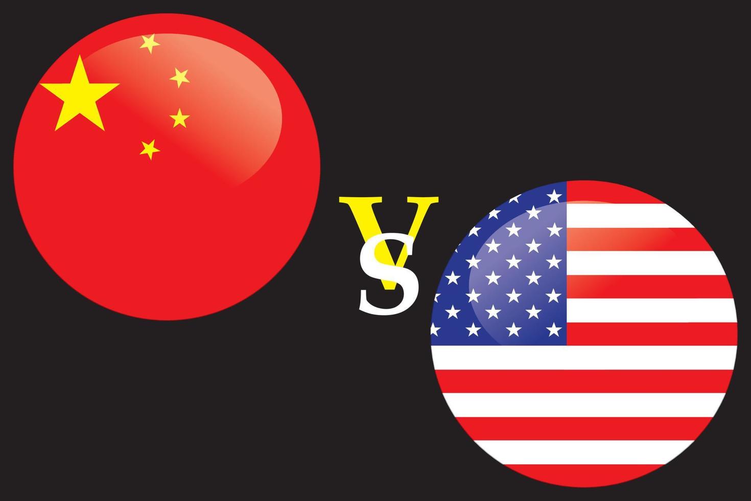 china vs estados unidos de américa bandera aislada en el fondo posterior vector