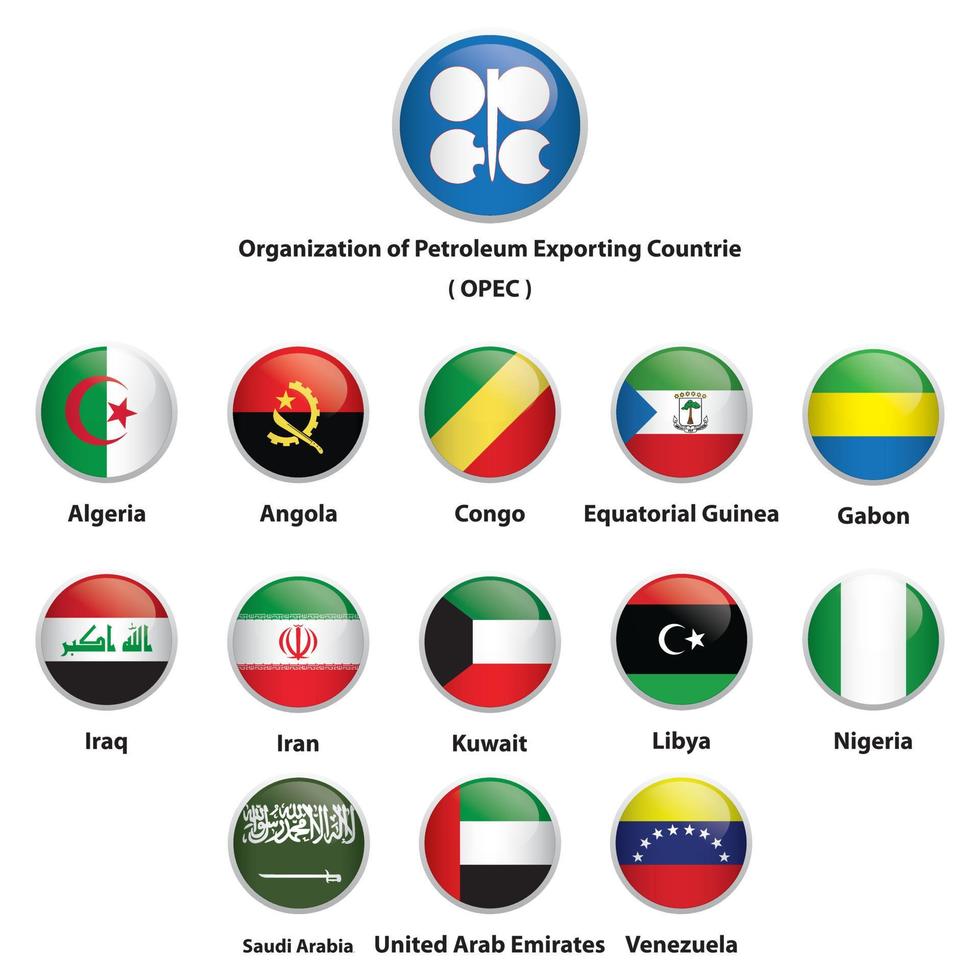 Flag circle icon Organization of the Petroleum Exporting Countries. vector