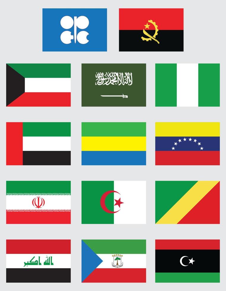 banderas de países de la opep vector