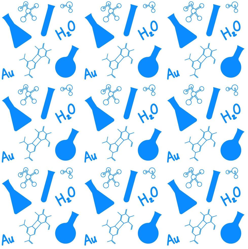Chemistry Icons Seamless Pattern Doodle for Background Science Poster Template vector
