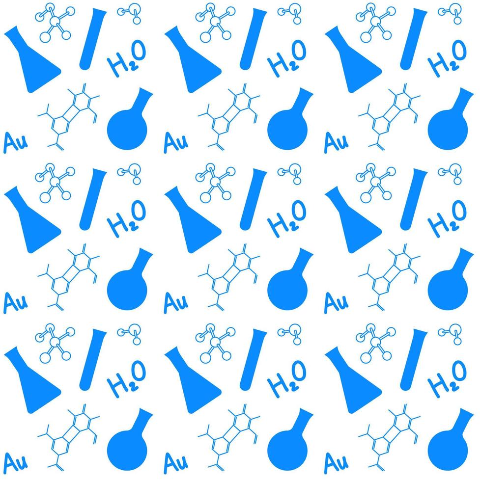 Chemistry Icons Seamless Pattern Doodle for Background Science Poster Template vector