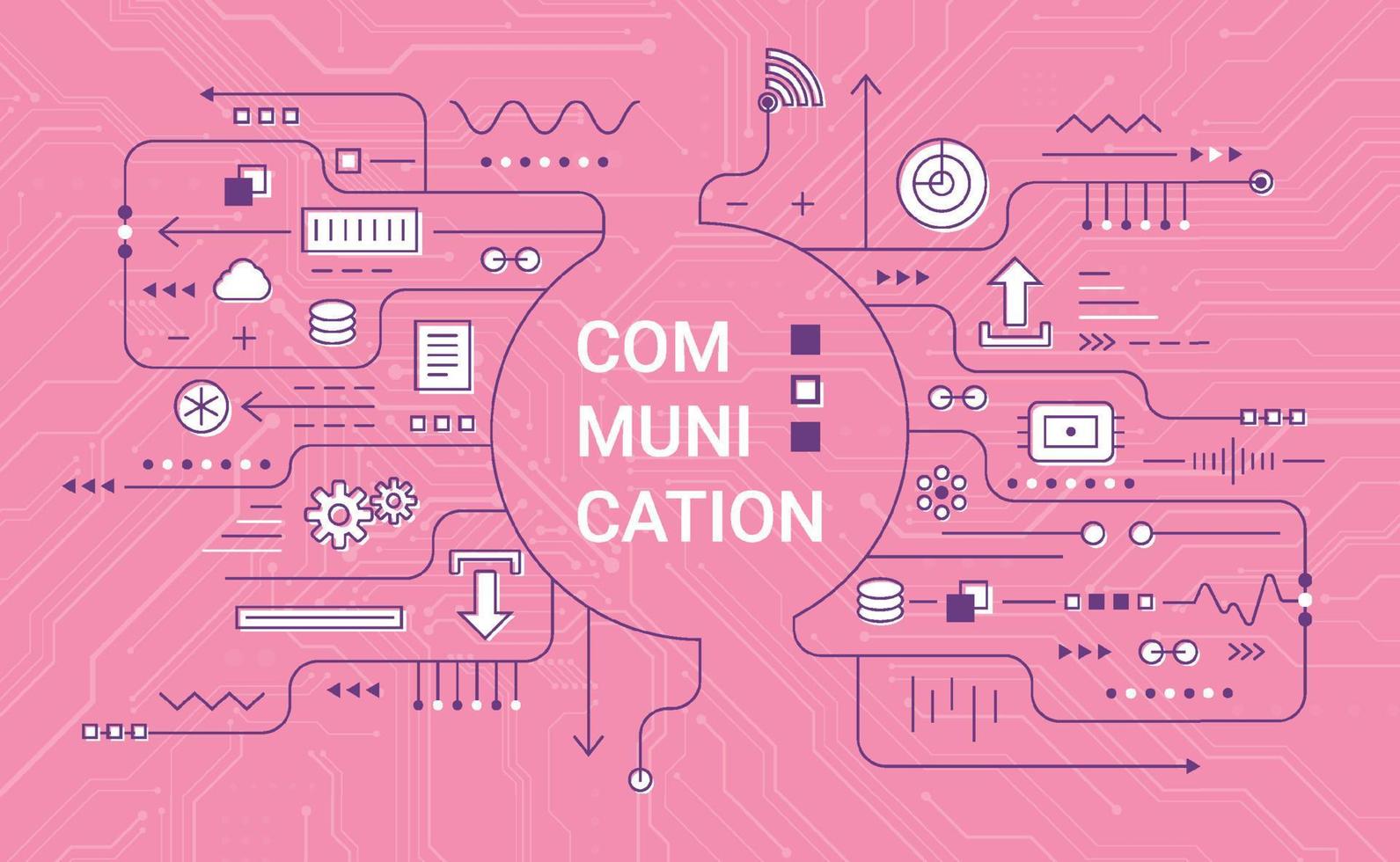 Communication visualization connection concept. Technology data array visual on yellow background with circuit for web, banner. Vector illustration