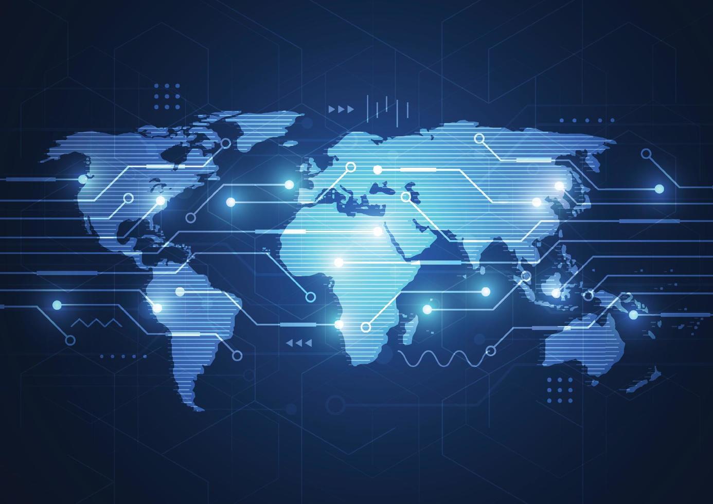 conexión de red global. concepto de composición de puntos y líneas del mapa mundial de negocios globales. ilustración vectorial vector