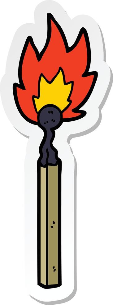 sticker of a cartoon burning match vector