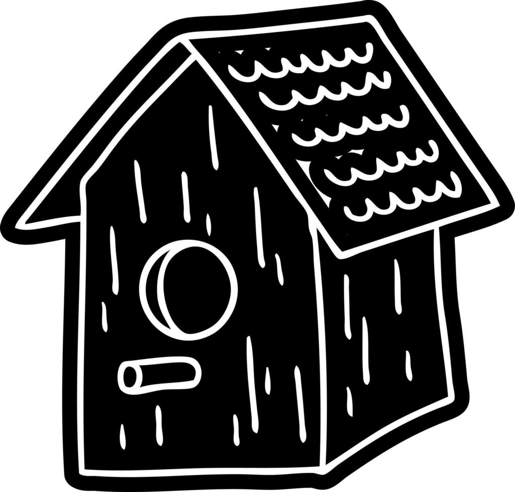 cartoon icon drawing of a wooden bird house vector