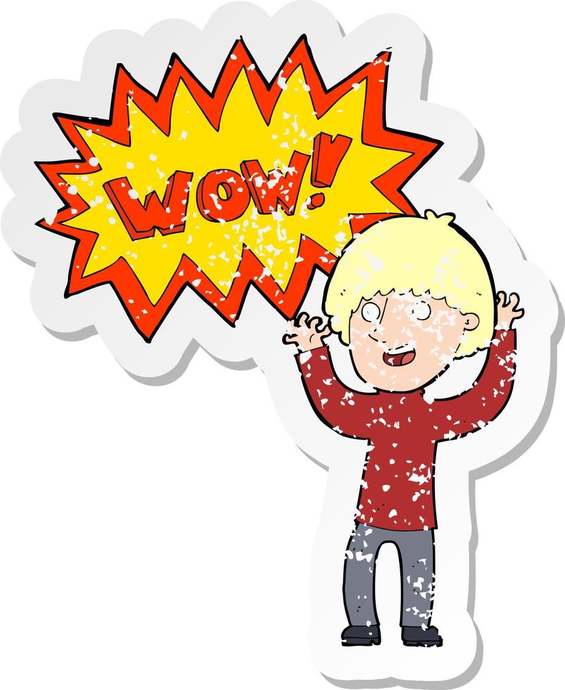 retro distressed sticker of a cartoon amazed man vector