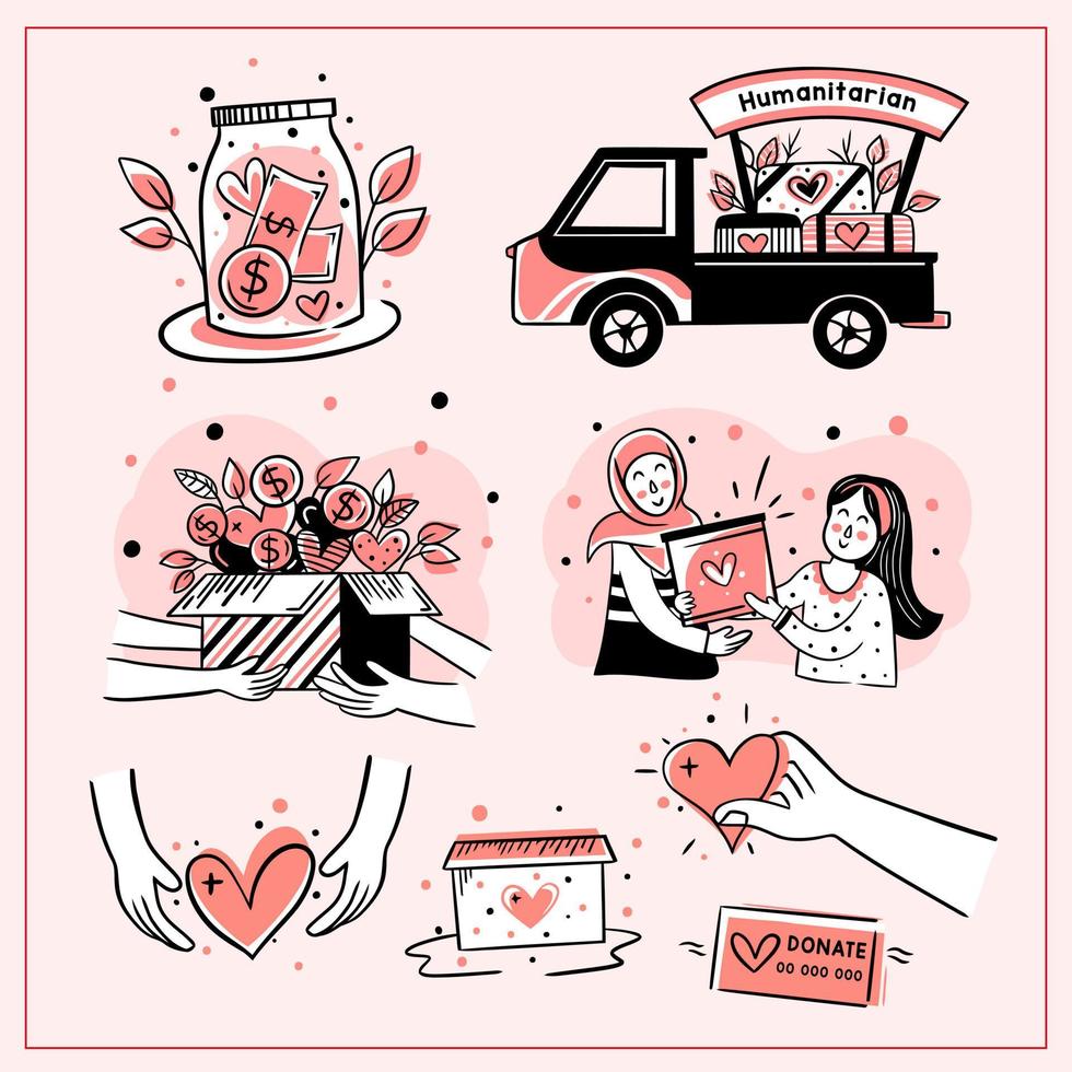 a set of world humanitarian day illustration vector