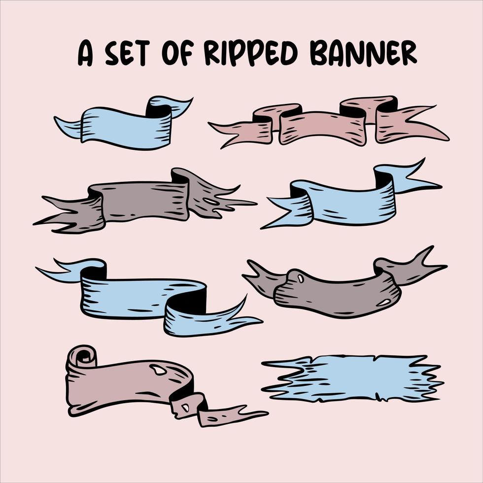 a set of ripped banner vector