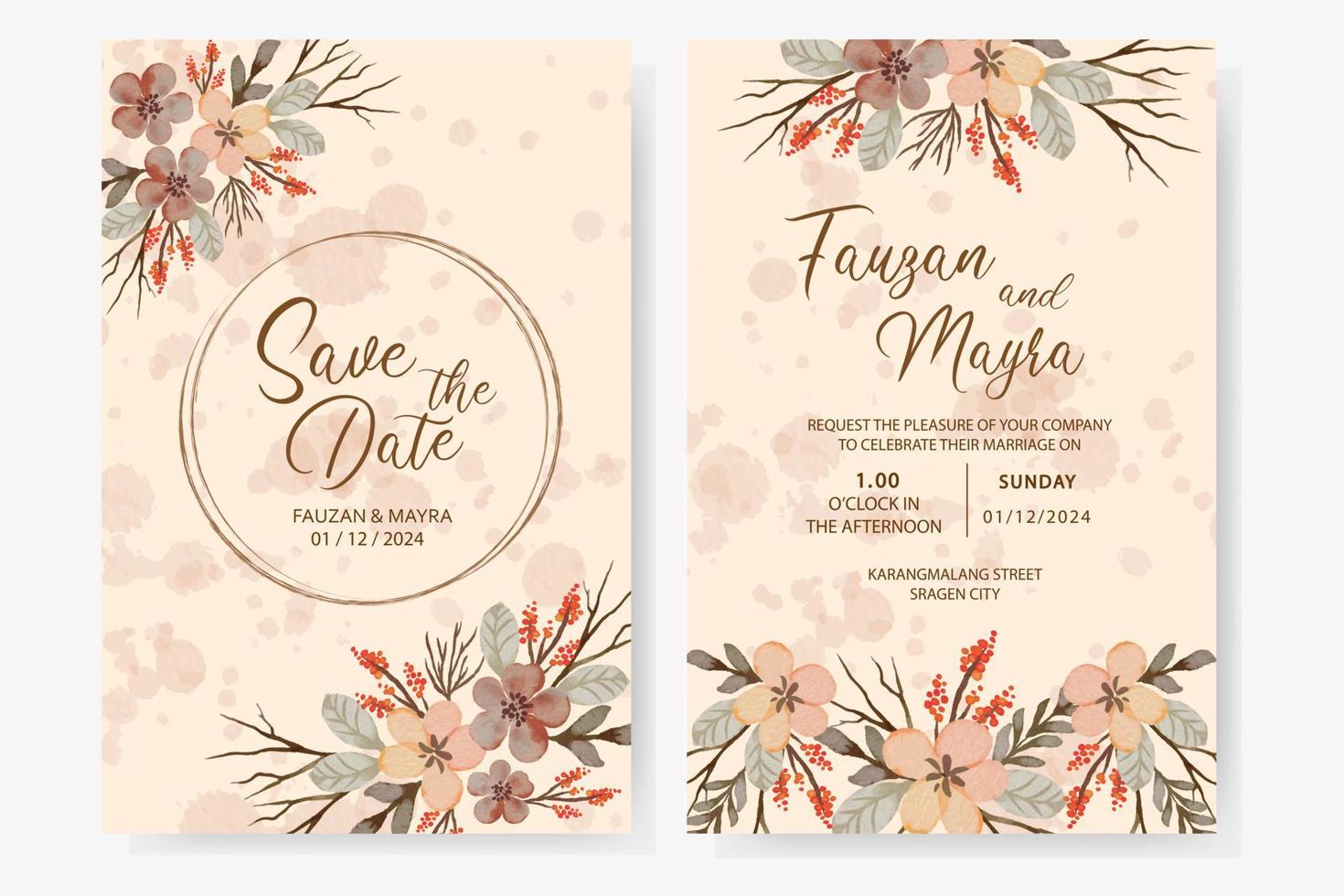 vintage wedding invitation card vector