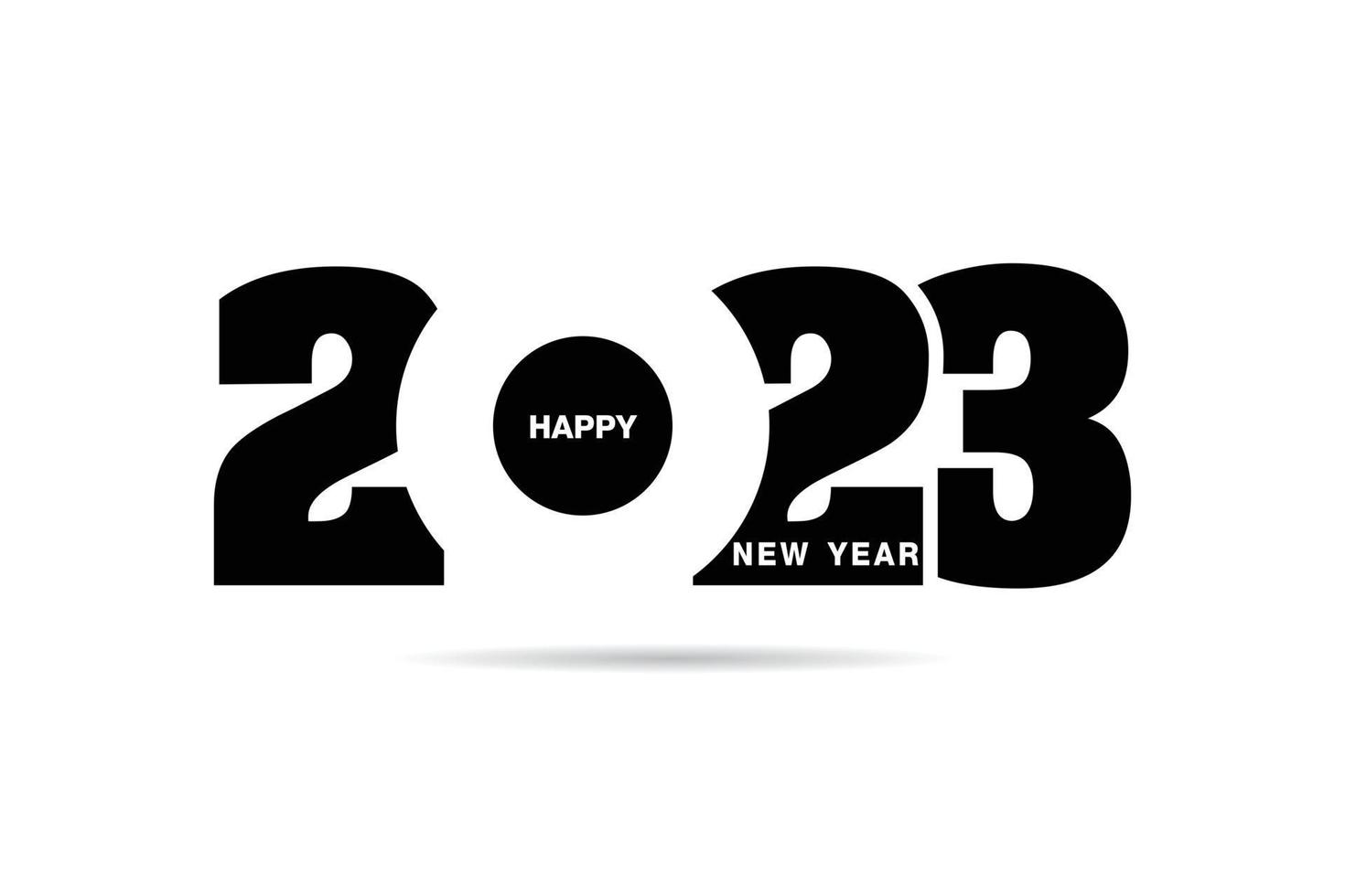 Happy New Year 2023 text design. for Brochure design template, card, banner. Vector illustration. Isolated on white background.