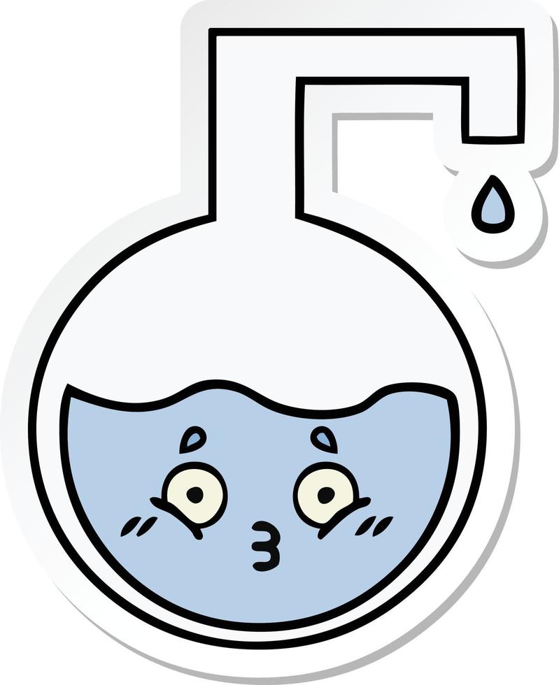 sticker of a cute cartoon science experiment vector