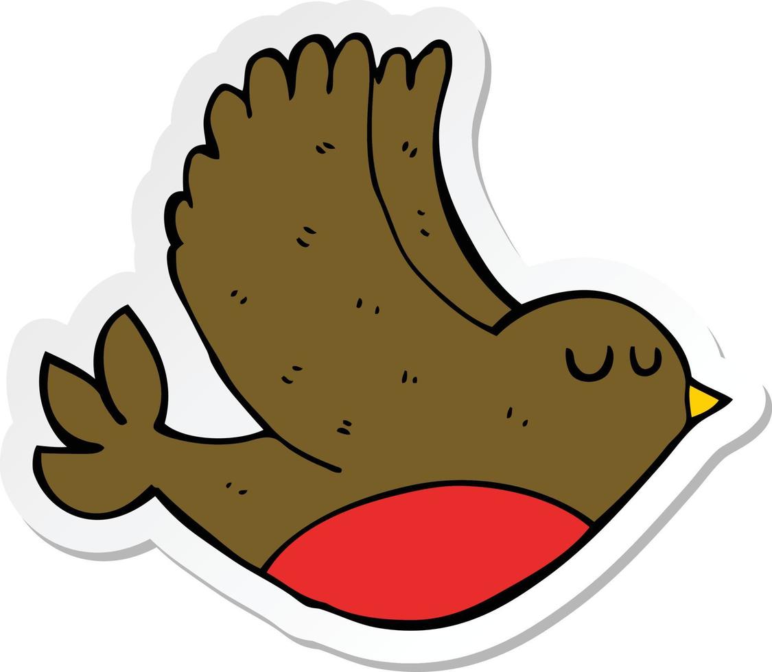 sticker of a cartoon flying bird vector