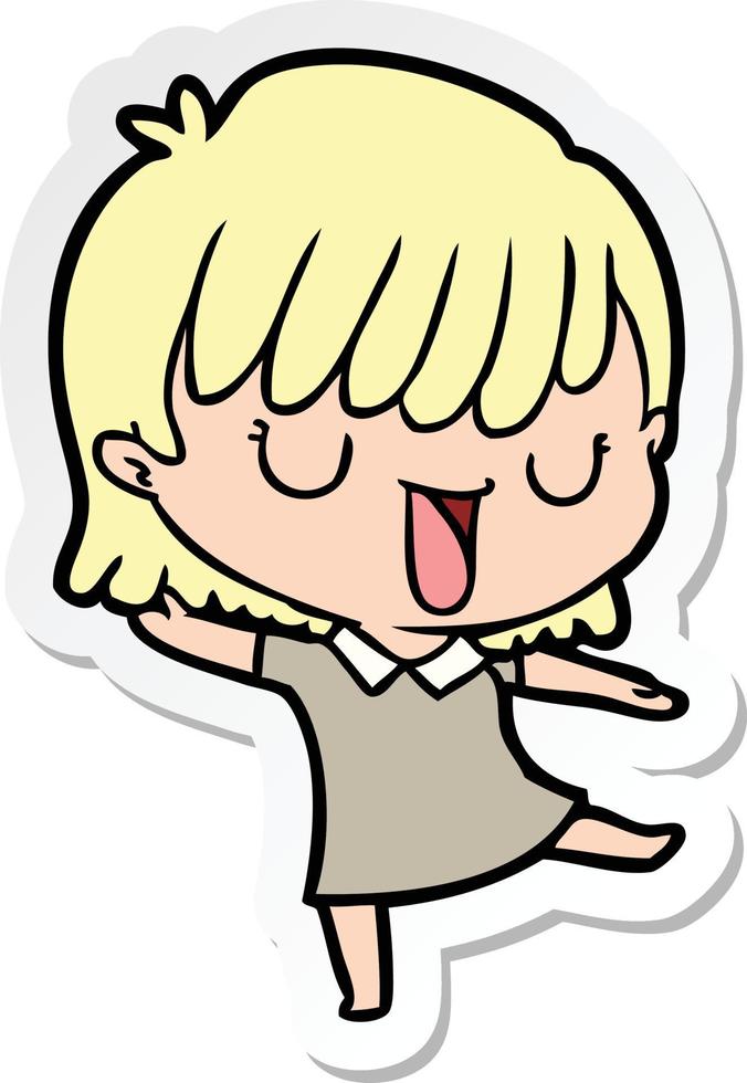 sticker of a cartoon woman vector