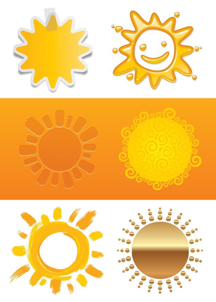 Vector set of a sun in different styles