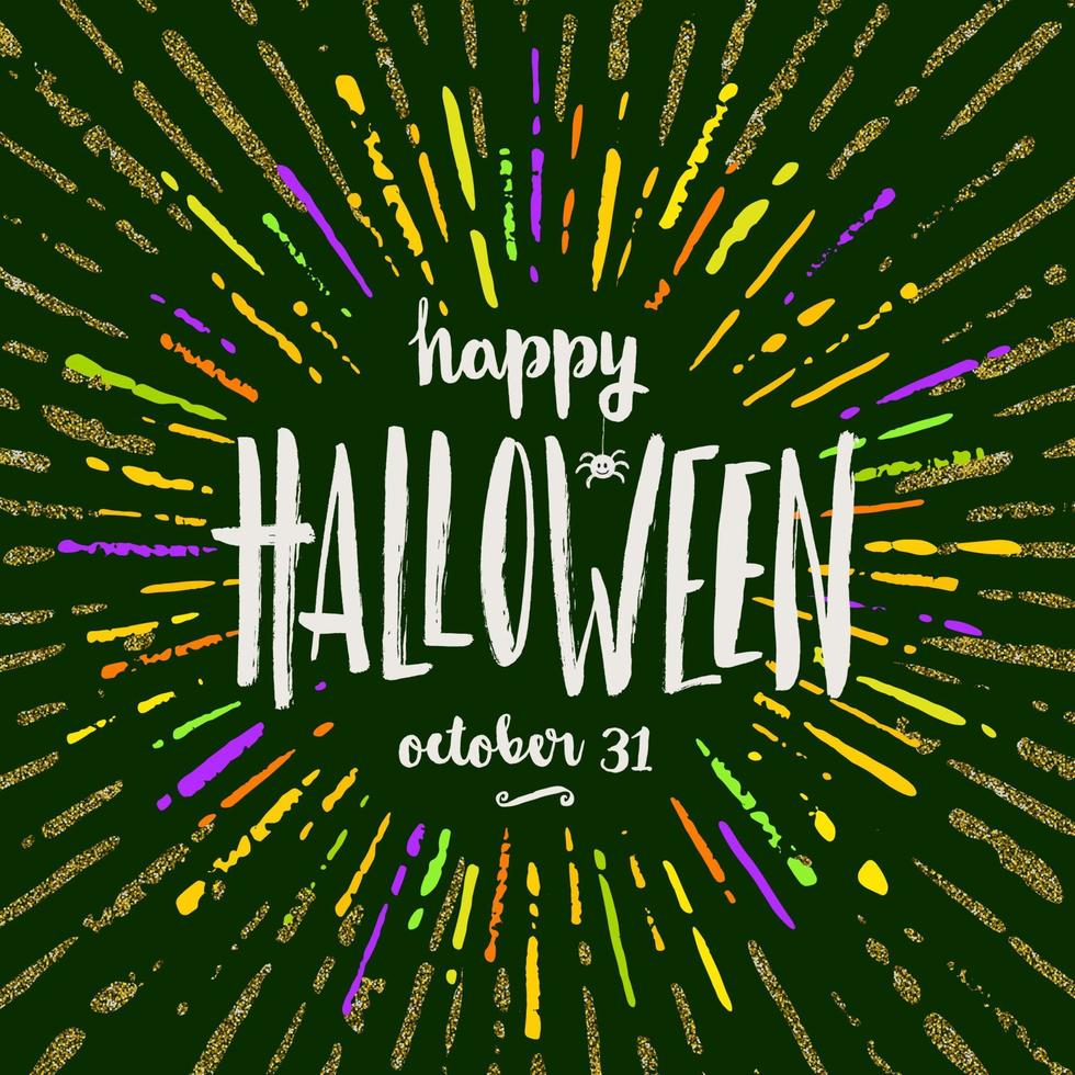 feliz halloween - diseño de tipo dibujado a mano. ilustración vectorial cartel de vacaciones o tarjeta de felicitación. vector