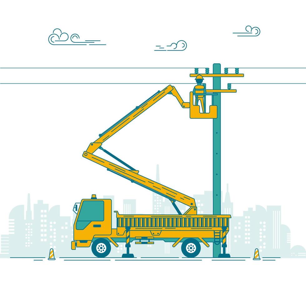 dibujos animados de reparación de postes vector