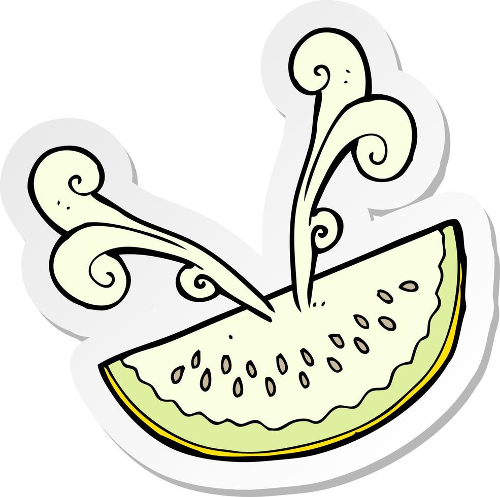 sticker of a cartoon melon slice vector