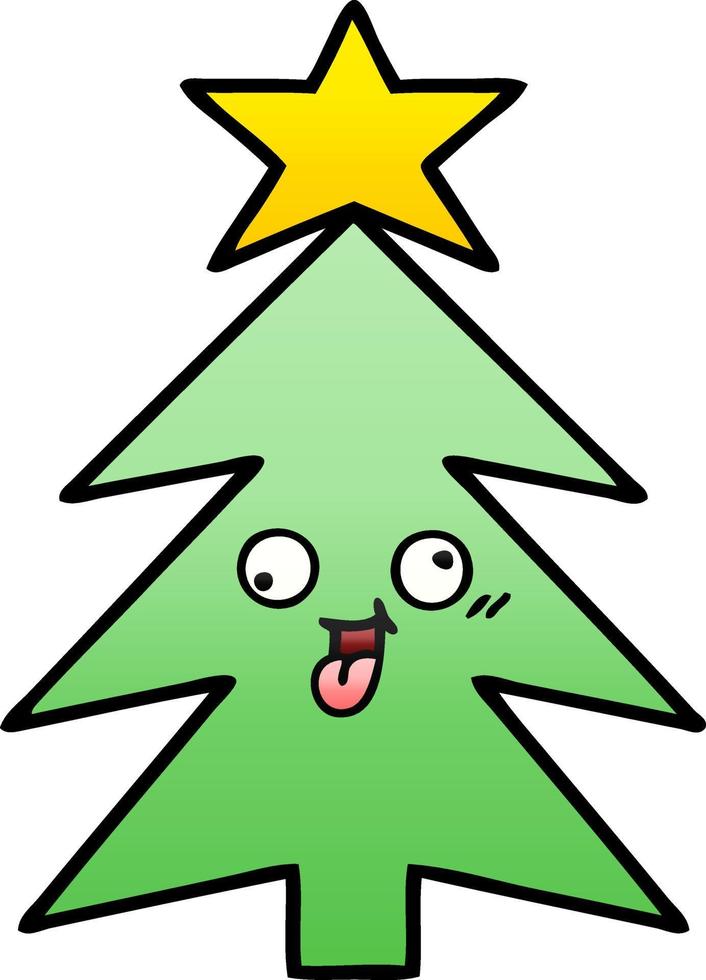 gradient shaded cartoon christmas tree vector