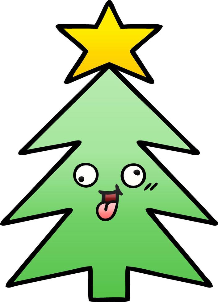 árbol de navidad de dibujos animados sombreado degradado vector