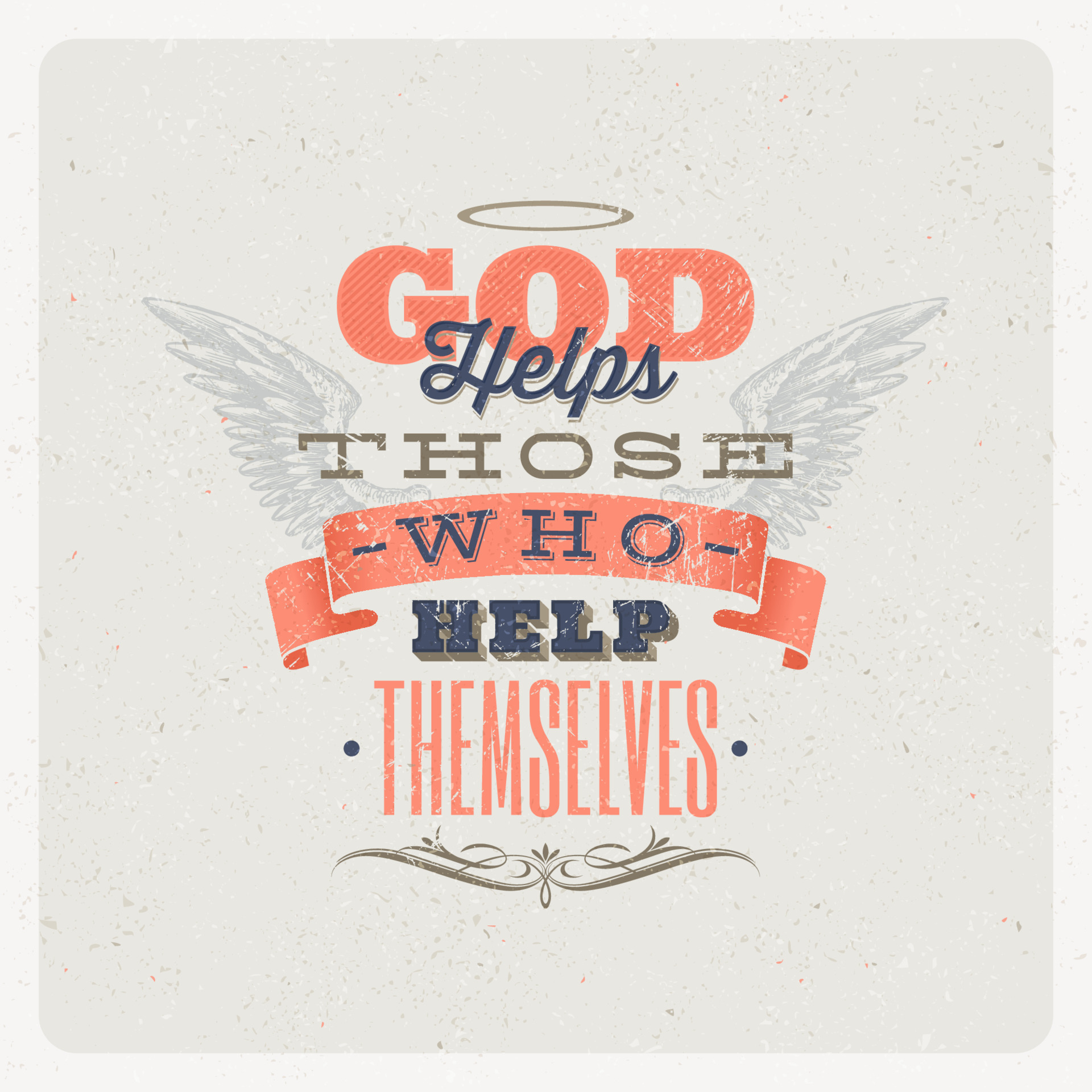 Quote Typographical Background. God helps those who help themselves. Vector design 10550660