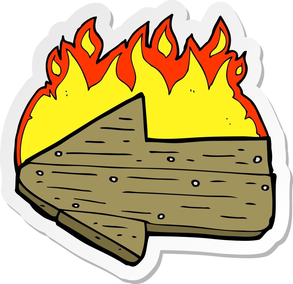 sticker of a cartoon burning direction arrow vector