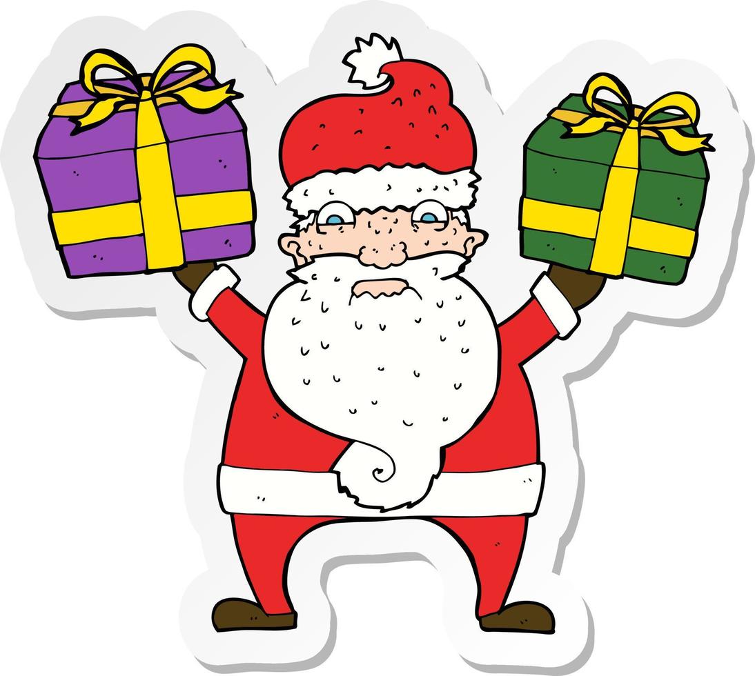 sticker of a cartoon annoyed santa vector