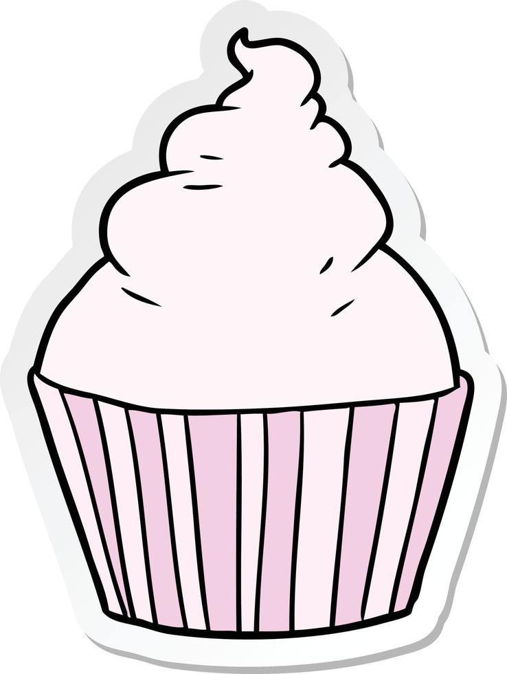 sticker of a cartoon cup cake vector