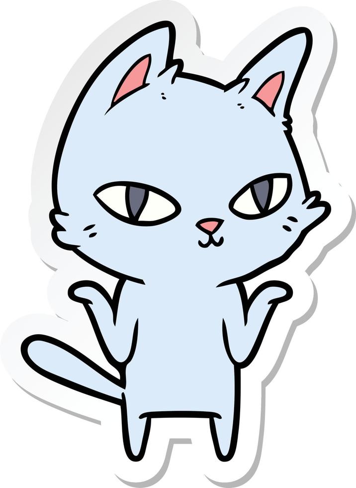 sticker of a cartoon cat staring vector