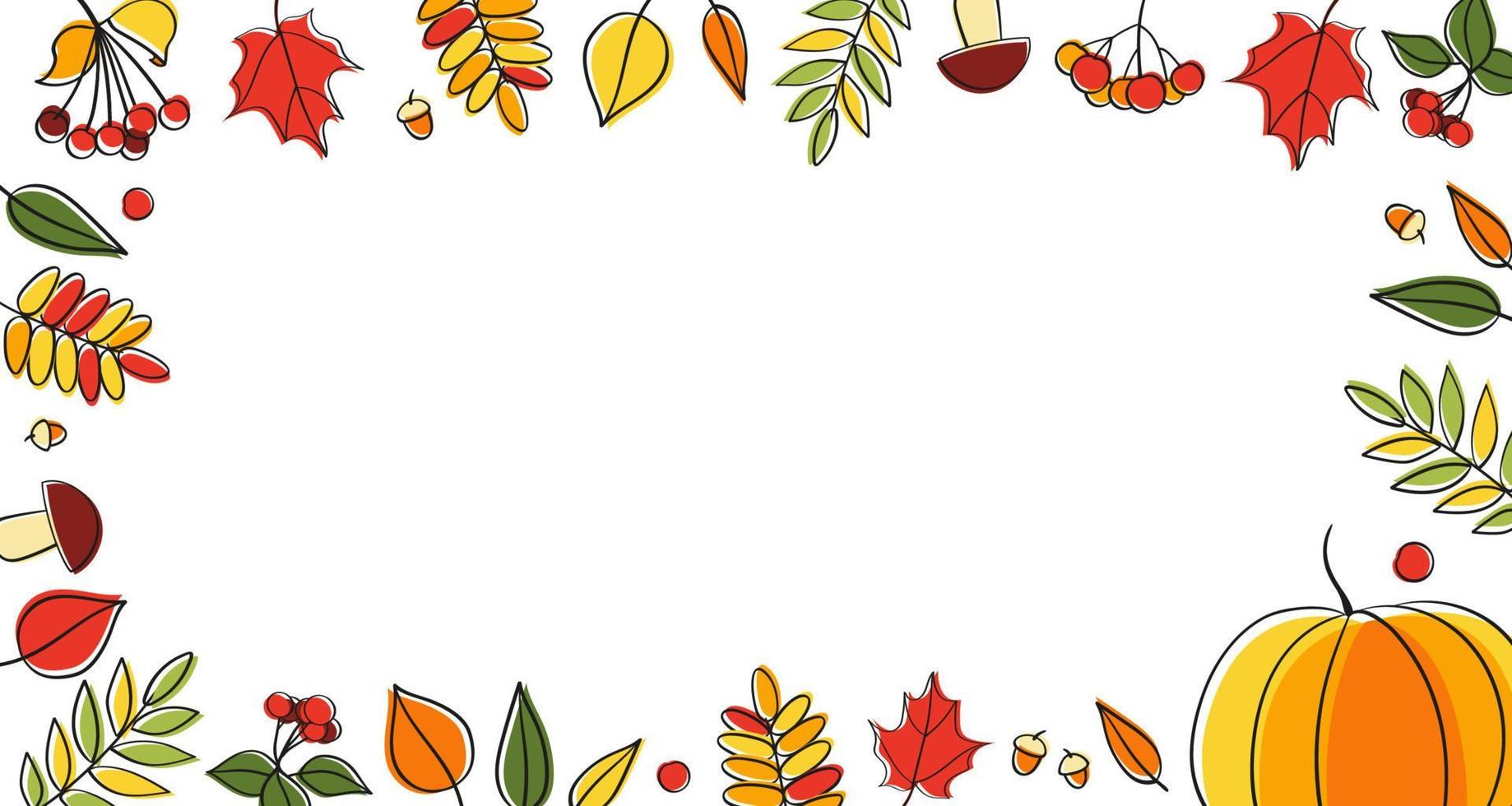 Decorative festive frame with autumn elements - berries and leaves vector