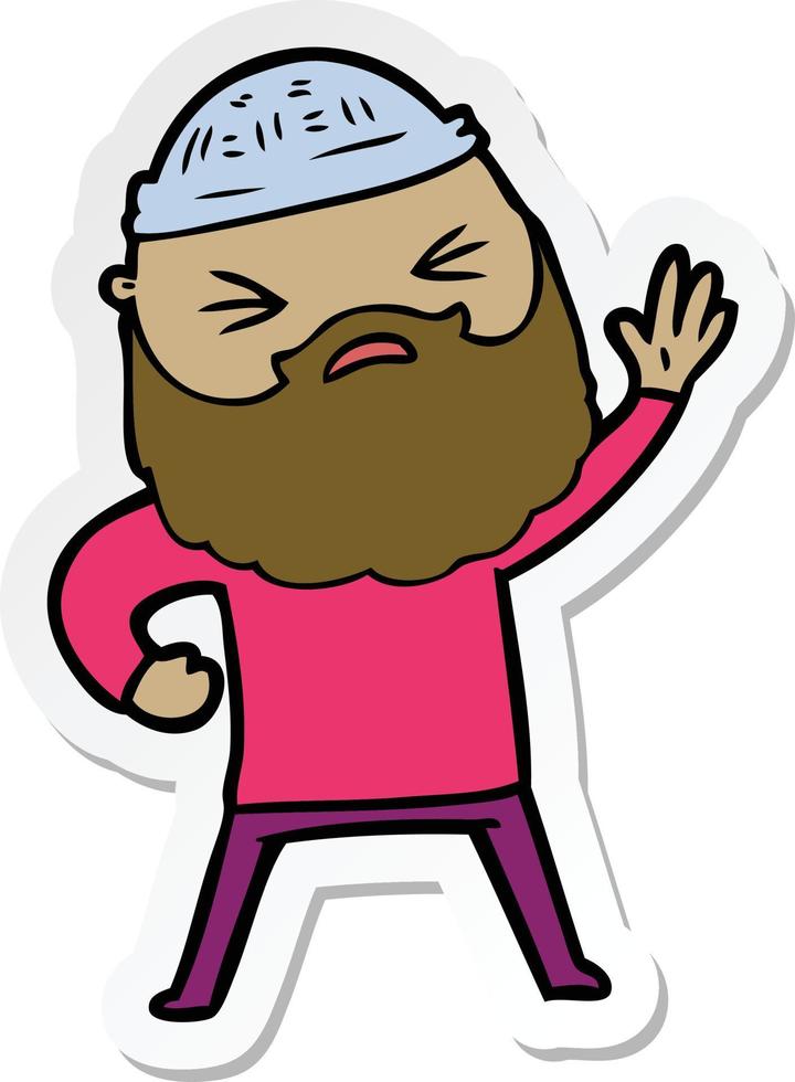 sticker of a cartoon man with beard vector