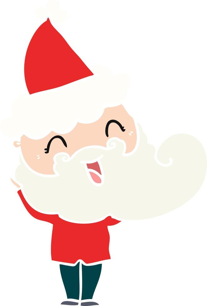 happy bearded man wearing santa hat vector